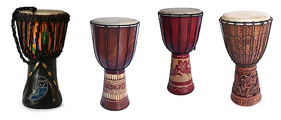thumbnail image 2 of DJEMBE DRUM BONGO HAND CARVED AFRICAN ABORIGINAL DOT ART DESIGN By Bethlehem Gif 2 of 12