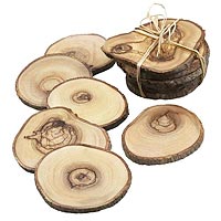 Round Olive Wood Coasters 4 Pack